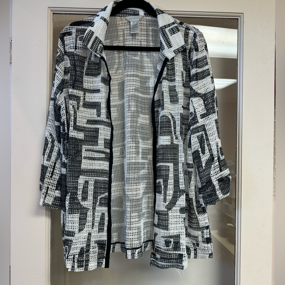 NWT Multiples Applause Black & White open-front cardigan Size: L
